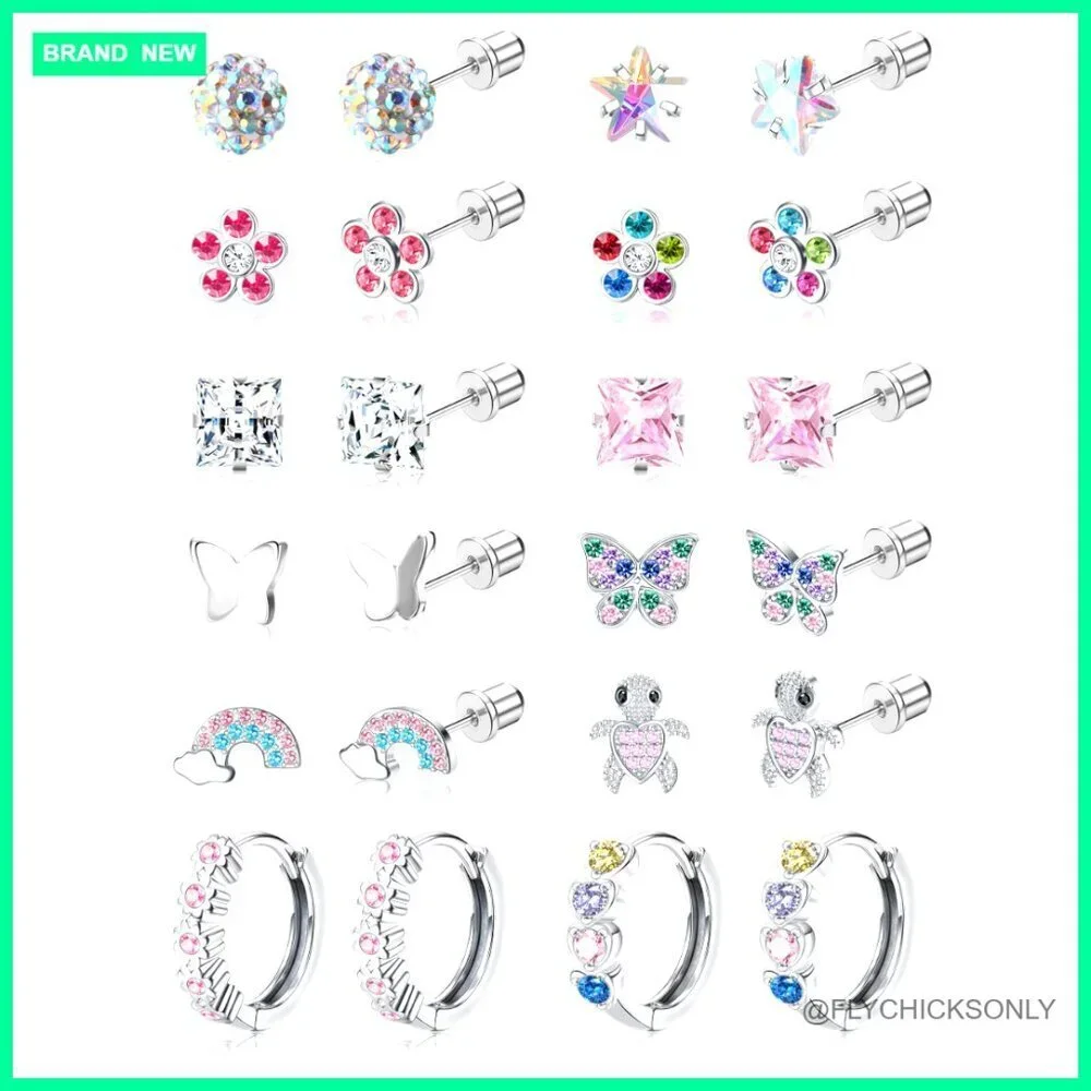 Hypoallergenic Surgical Stainless Steel Earrings Screw Back Stud Hoop
